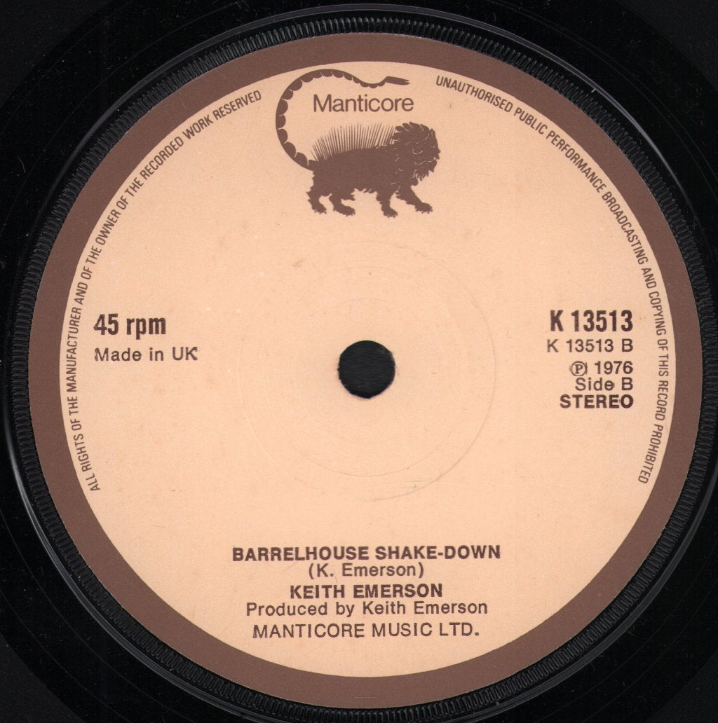 Keith Emerson - Honky Tonk Train Blues - 7 Inch