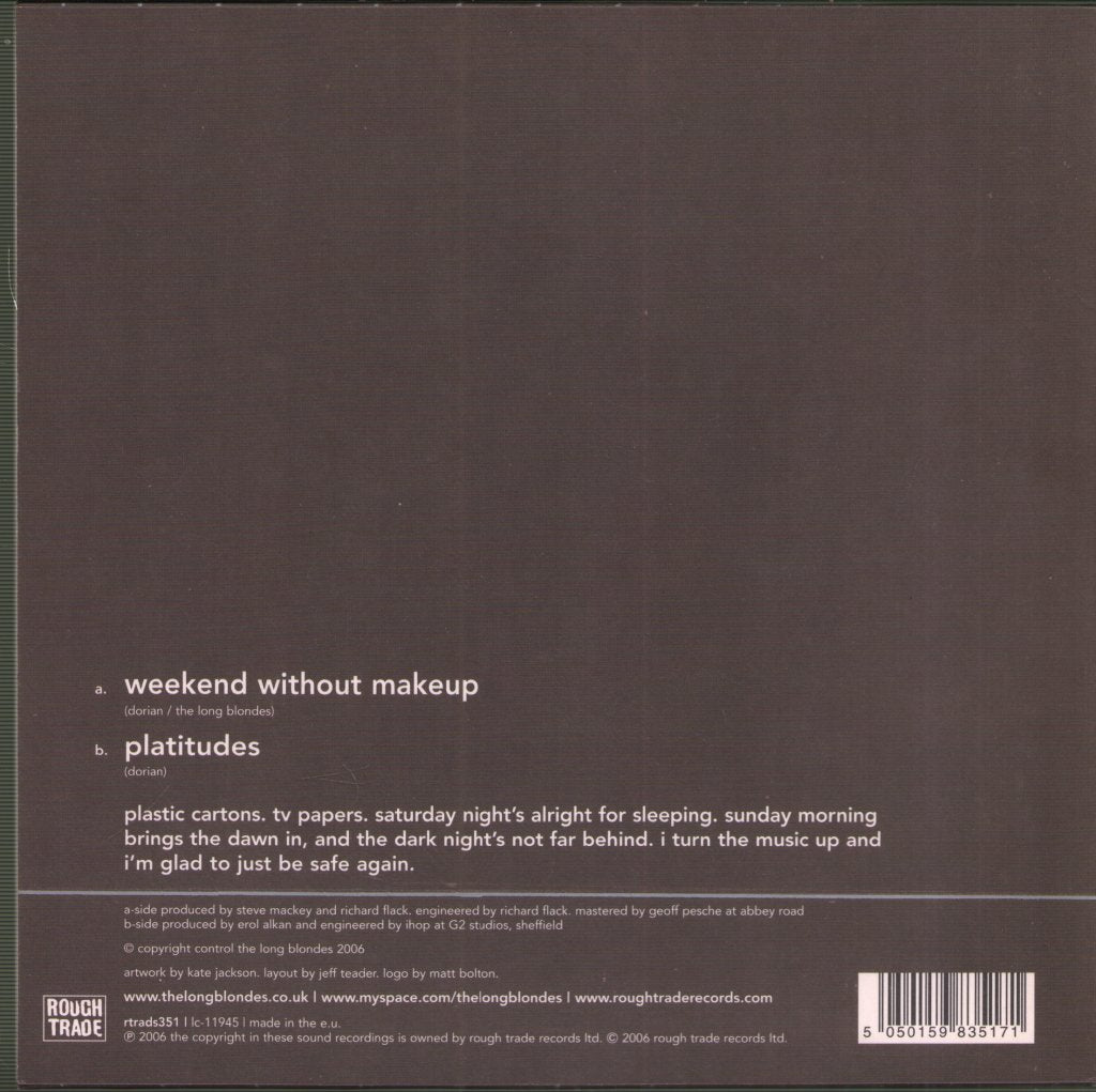 Long Blondes - Weekend Without Makeup - 7 Inch