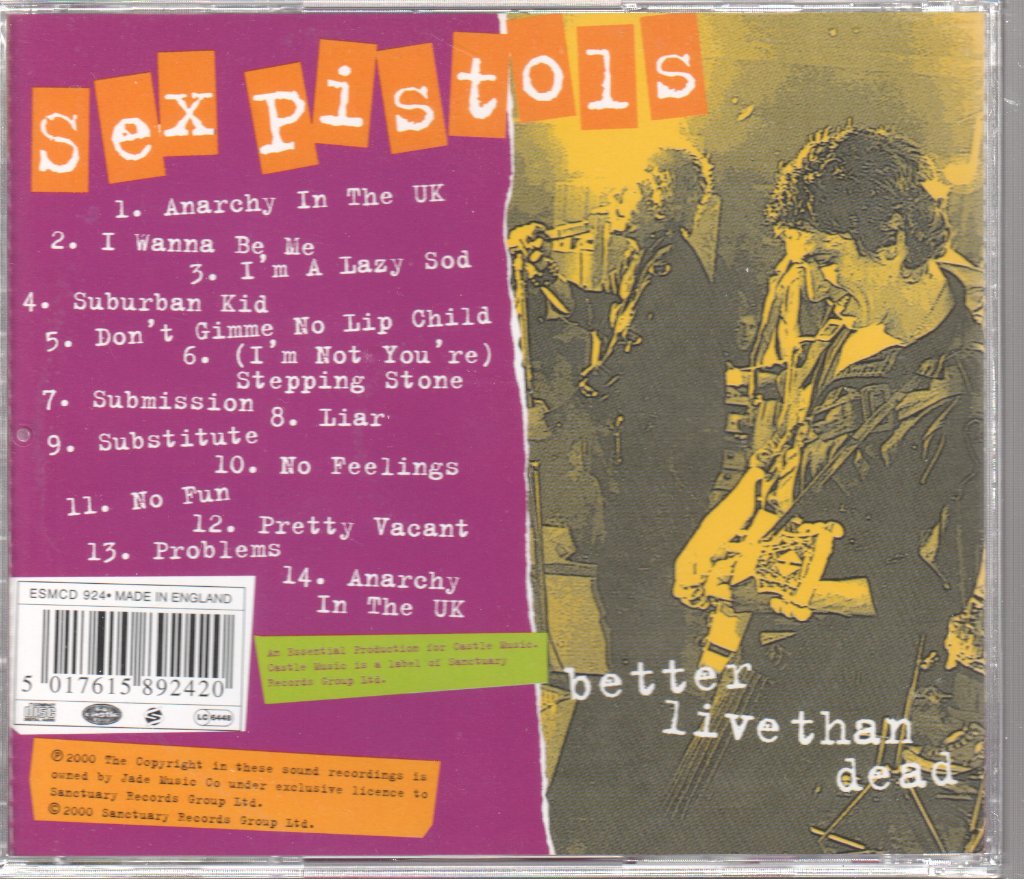 Sex Pistols - Better Live Than Dead - Cd