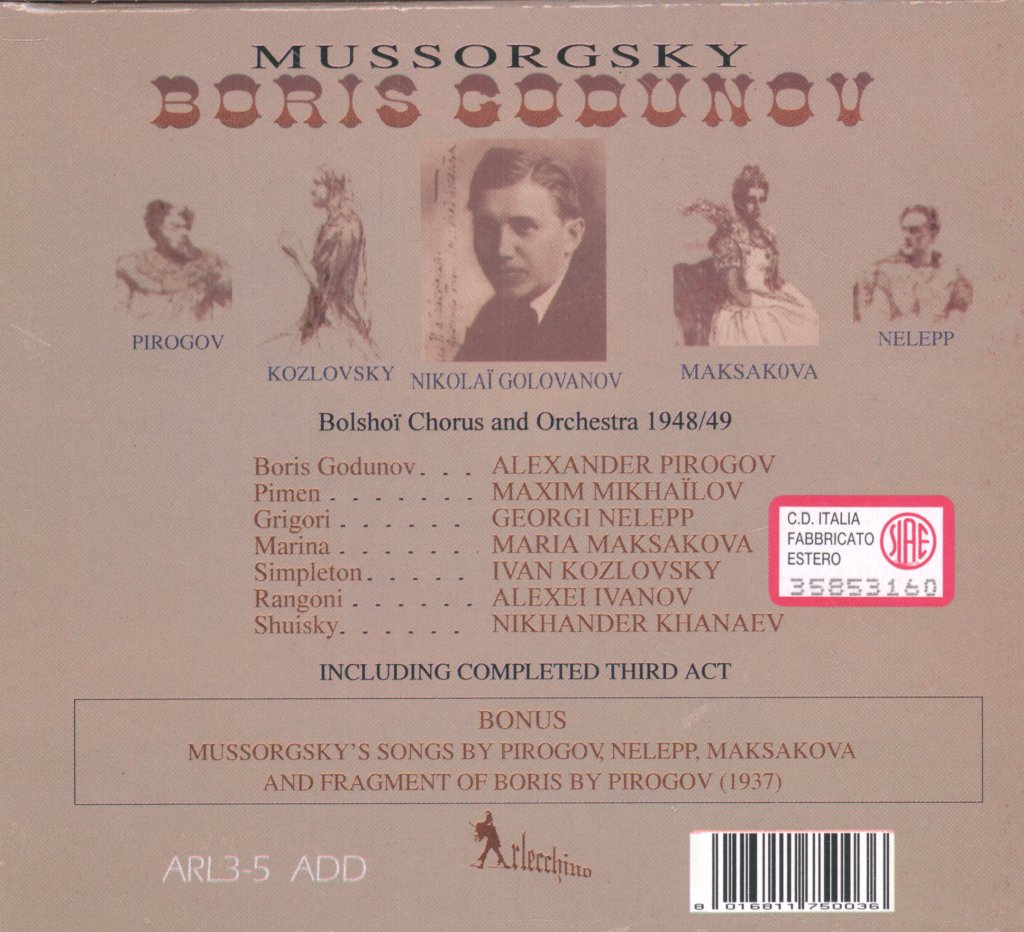 Bolshoi Chorus And Orchestra, Nikolai Golovanov - Mussorgsky - Boris Godunov - Cd Set
