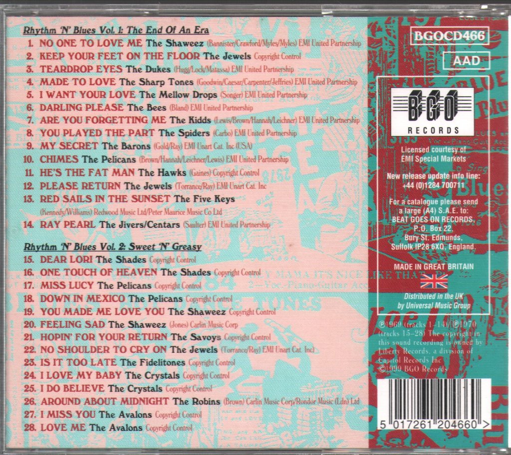 Various Artists - Rhythm 'N' Blues Volumes 1 & 2 - Cd