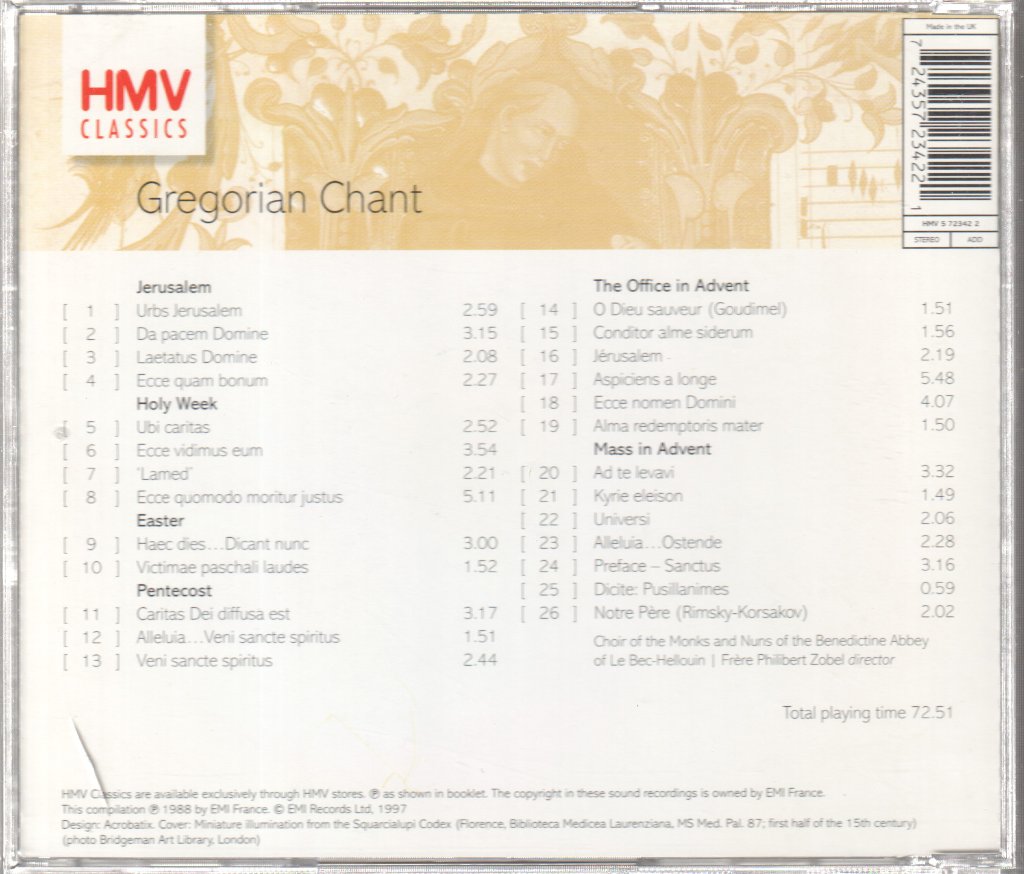 La Schola De L'abbaye Du Bec Hellouin - Gregorian Chant - Cd