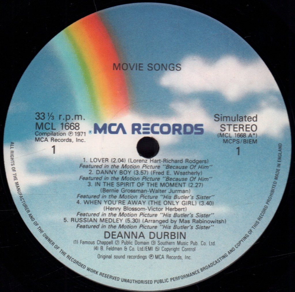 Deanna Durbin - Movie Songs - Lp