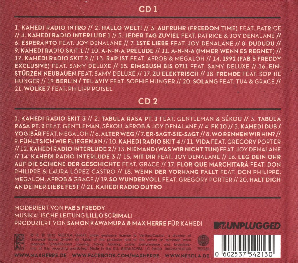Max Herre - MTV Unplugged Kahedi Radio Show - Double Cd