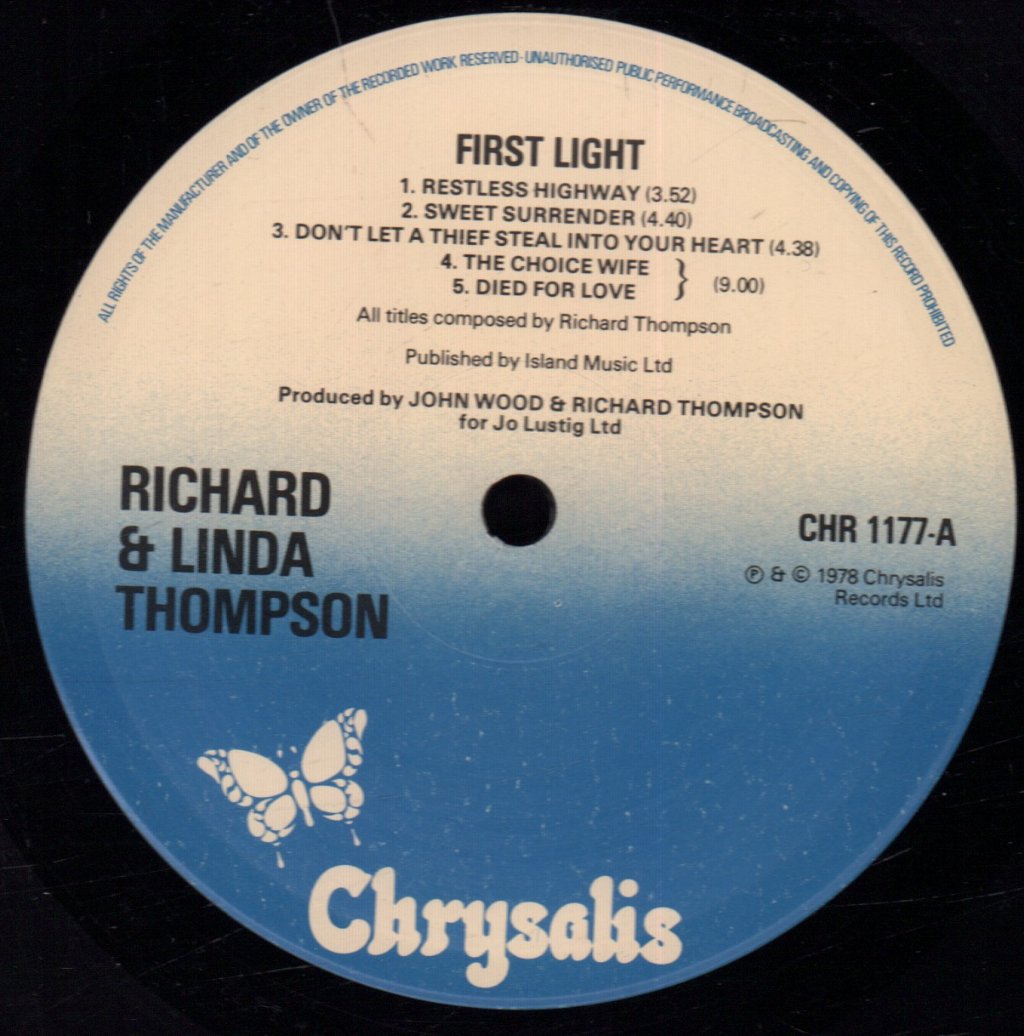 Richard And Linda Thompson - First Light - Lp