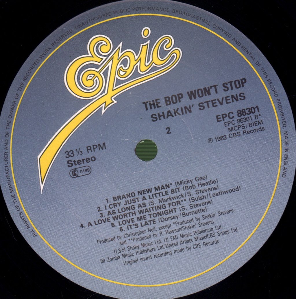Shakin' Stevens - Bop Won't Stop - Lp
