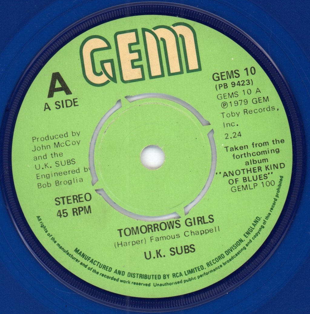 UK Subs - Tomorrows Girls - 7 Inch