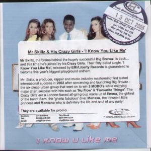 Mr Skillz And His Crazy Girls - I Know You Like Me - Cdr