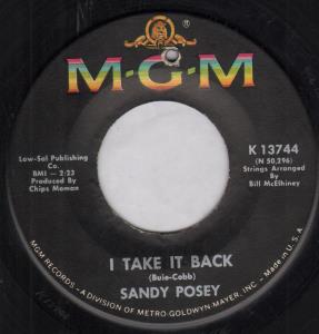 Sandy Posey - I Take It Back - 7 Inch
