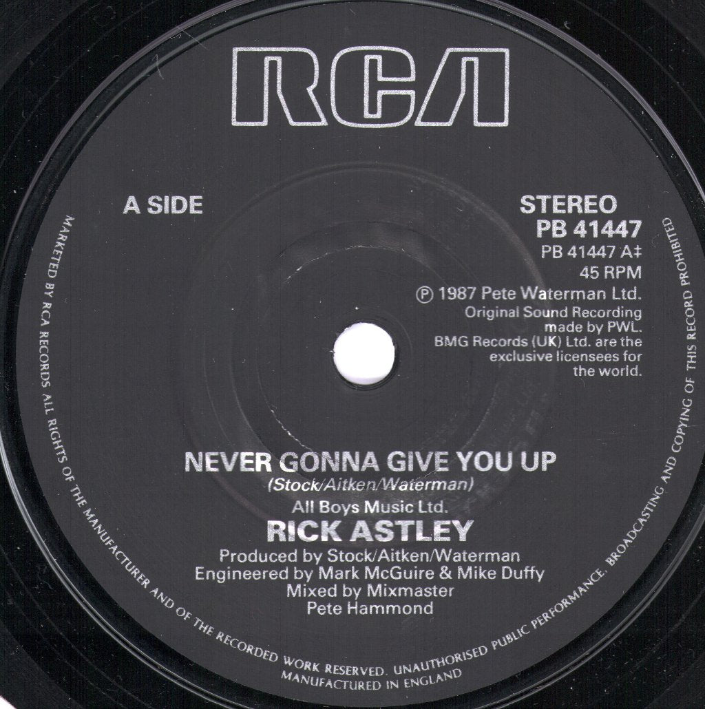 Rick Astley - Never Gonna Give You Up - 7 Inch