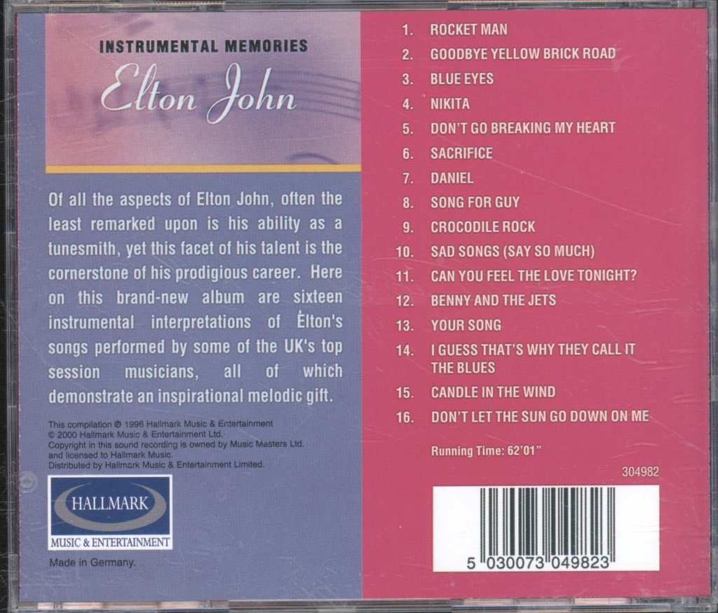 Unknown Artist - Instrumental Memories: Elton John - Cd