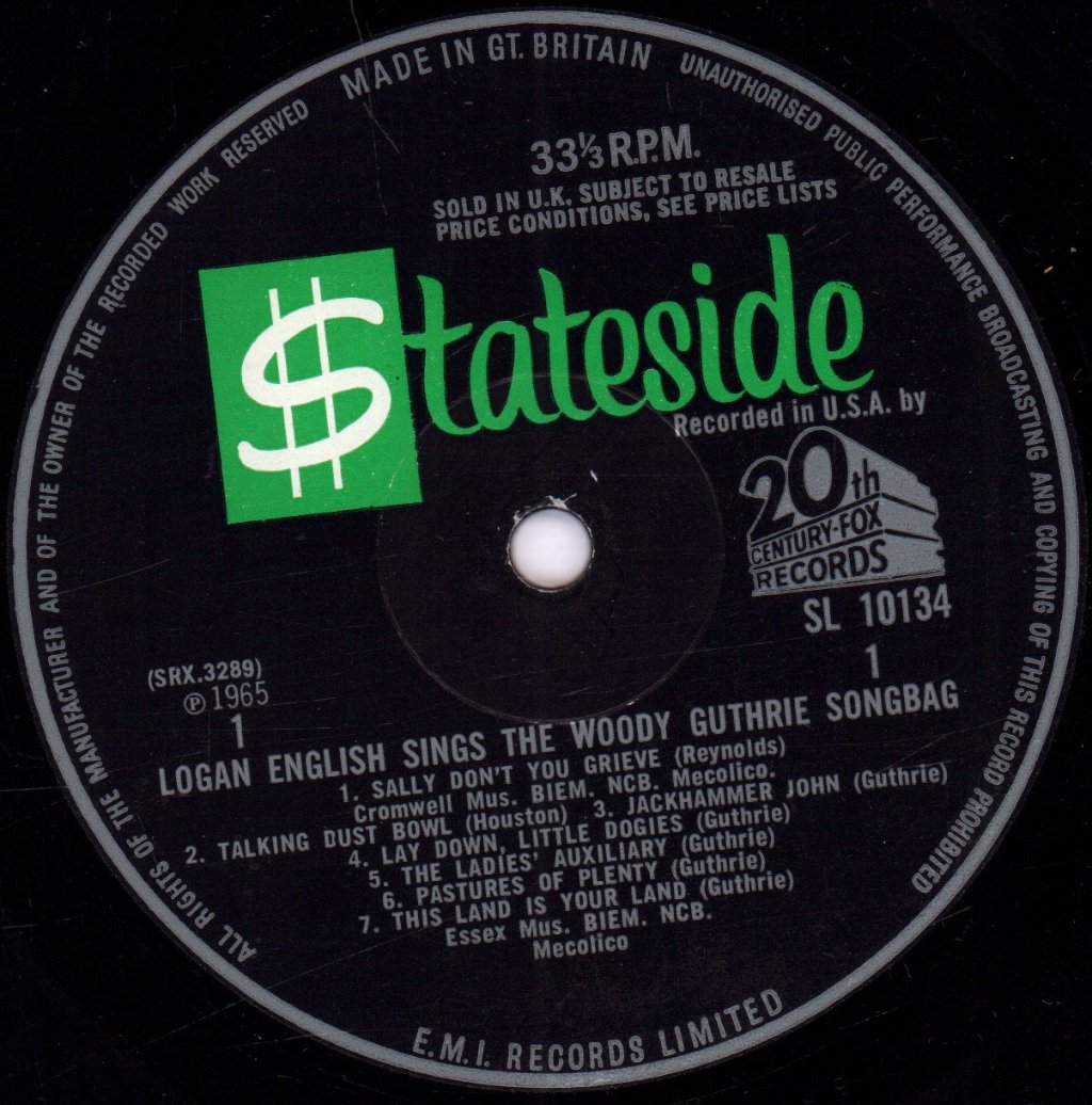 Logan English - Sings The Woody Guthrie Songbag - Lp