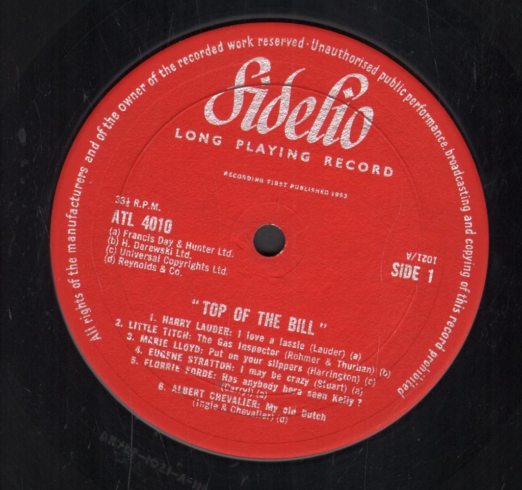 Various Artists - Top Of The Bill Famous Stars Of The Music Hall - Lp