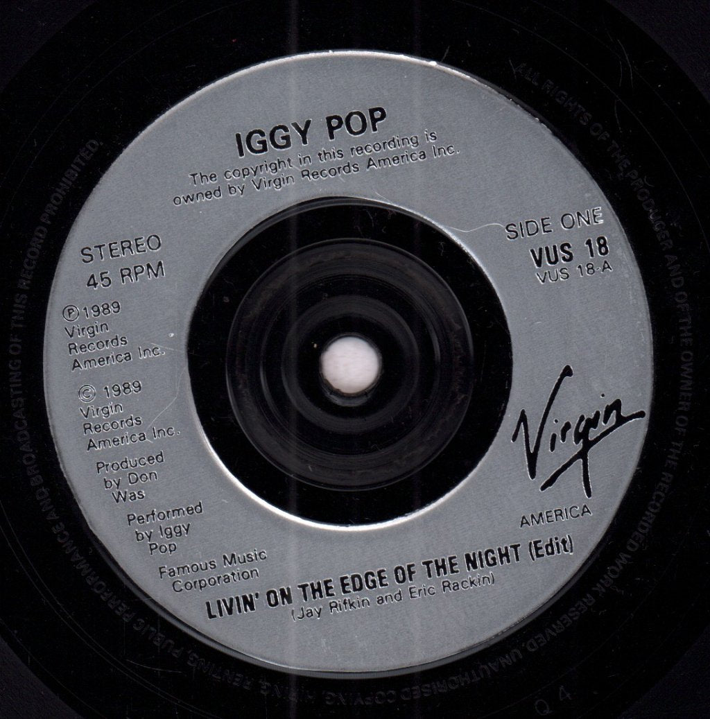 Iggy Pop - Livin On The Edge Of The Night - 7 Inch