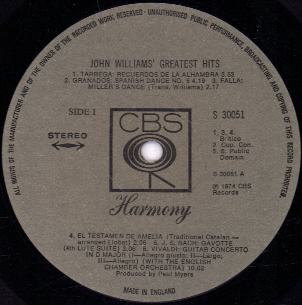 John Williams (Guitarist) - Greatest Hits - Lp