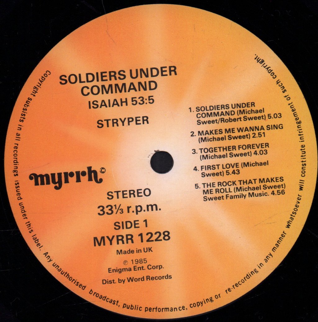 Stryper - Soldiers Under Command - Lp