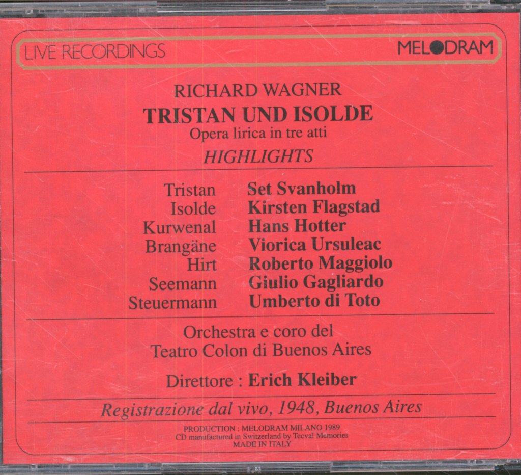 Erich Kleiber - Wagner - Tristan Und Isolde, Buenos Aires, 1948 (Highlights) - Double Cd