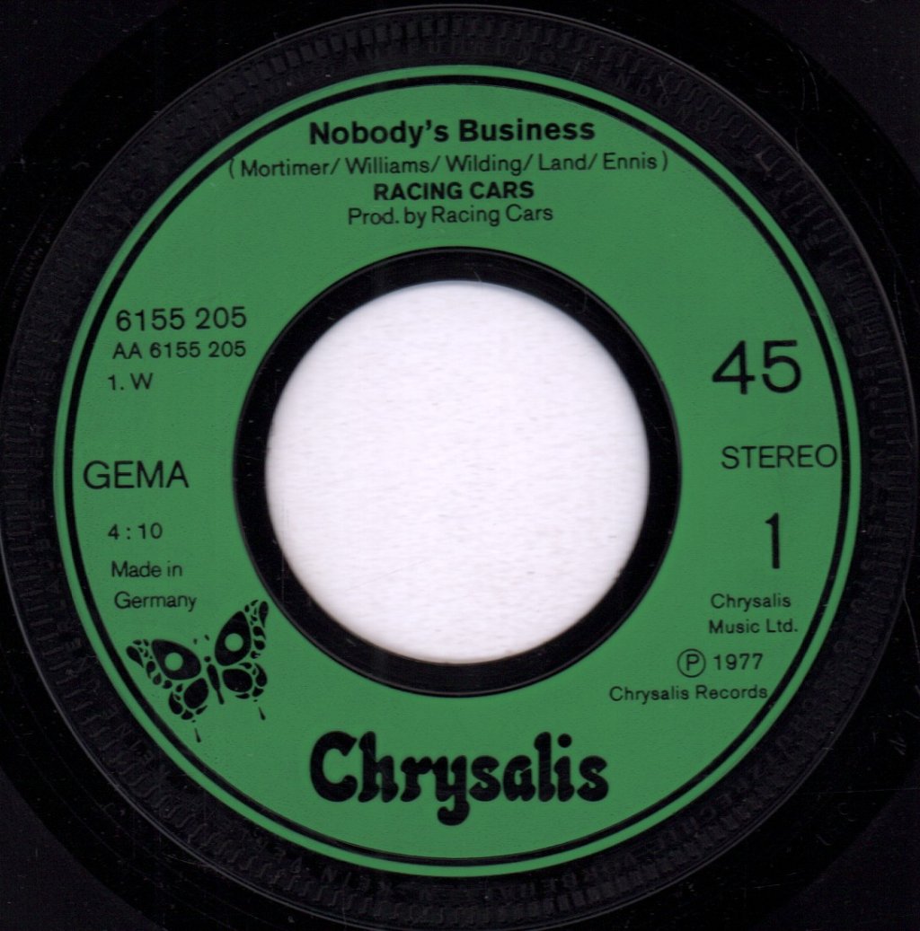 Racing Cars - Nobody's Business - 7 Inch