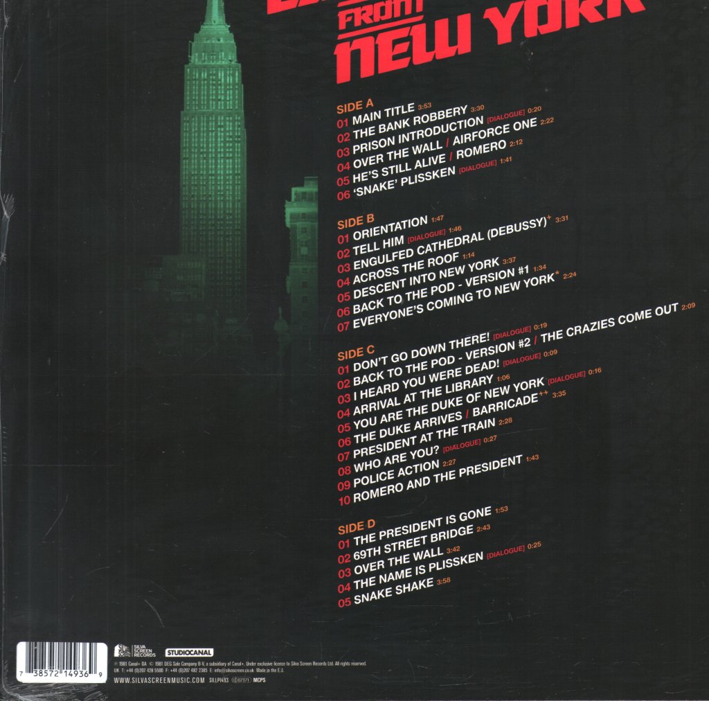 John Carpenter - Escape From New York - Double Lp