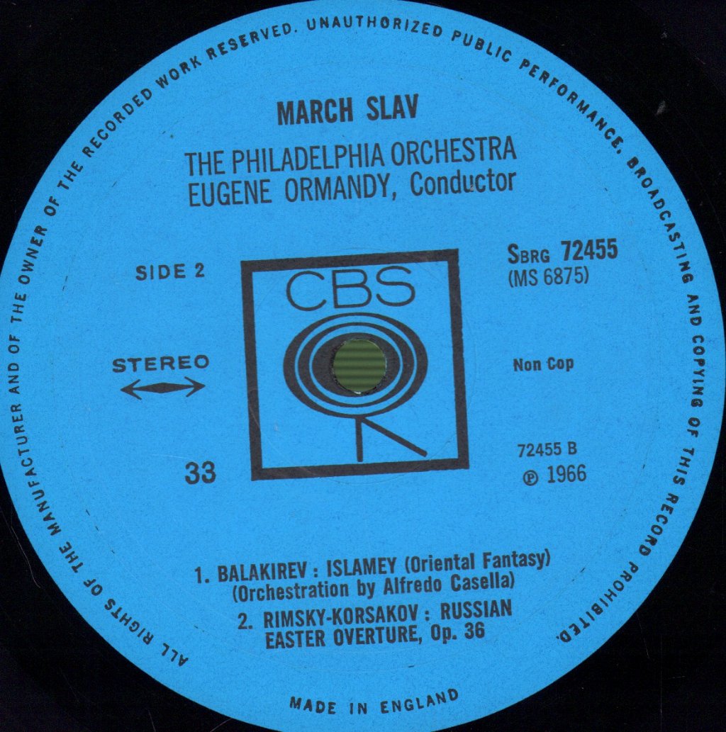 Philadelphia Orchestra / Eugene Ormandy - March Slav - Lp