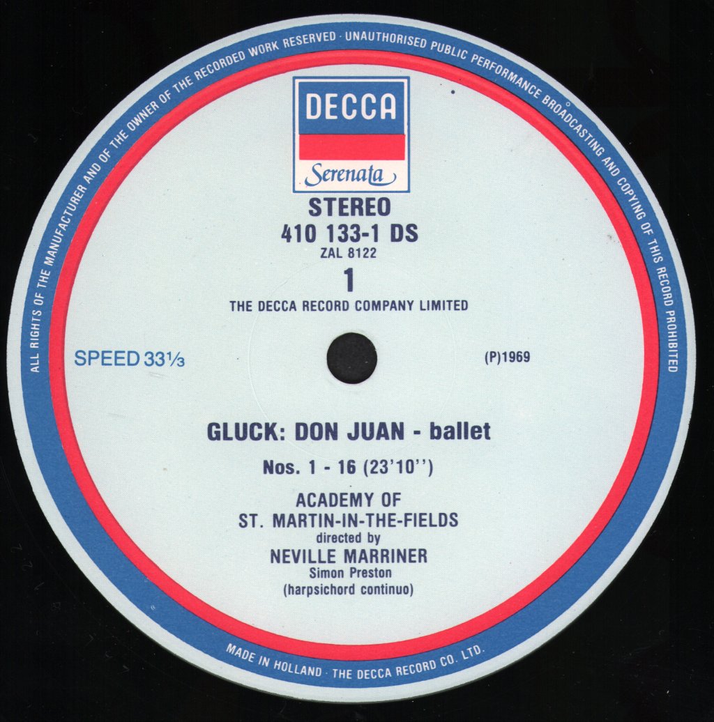 Neville Marriner / Academy Of St. Martin In The Fields - Christoph Willibald Gluck - Don Juan – Ballet - Lp