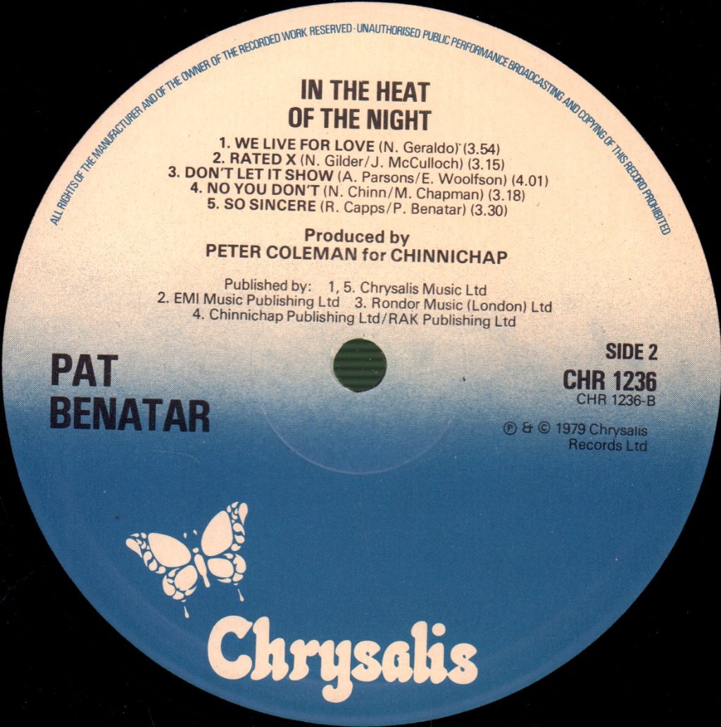 Pat Benatar - In The Heat Of The Night - Lp