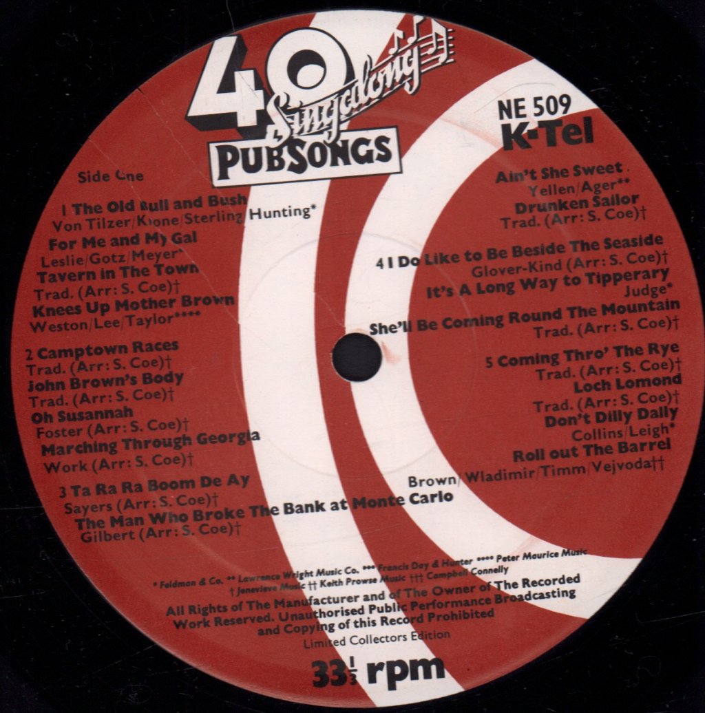 Various Artists - 40 Singalong Pub Songs - Lp