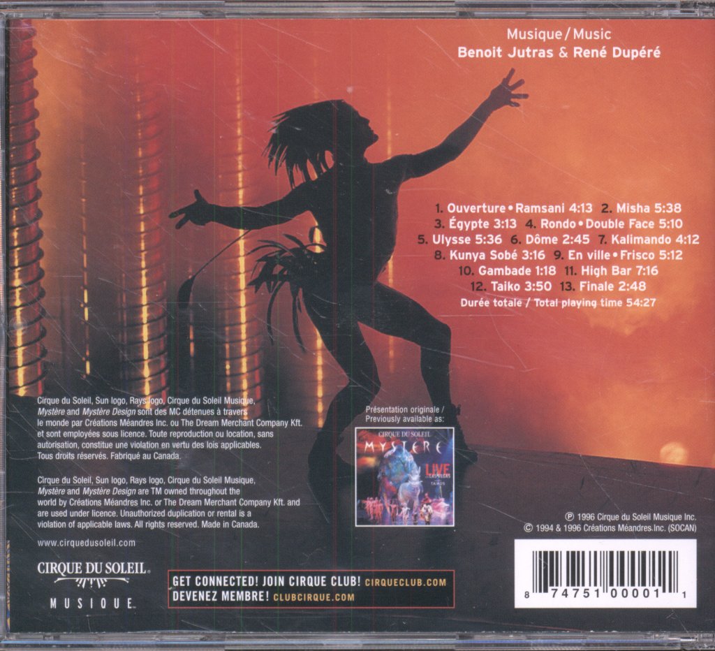 Cirque Du Soleil, Benoit Jutras & René Dupéré - Mystère - Cd