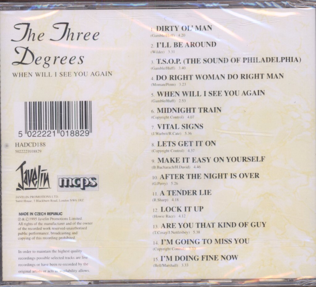 Three Degrees - When Will I See You Again - Cd