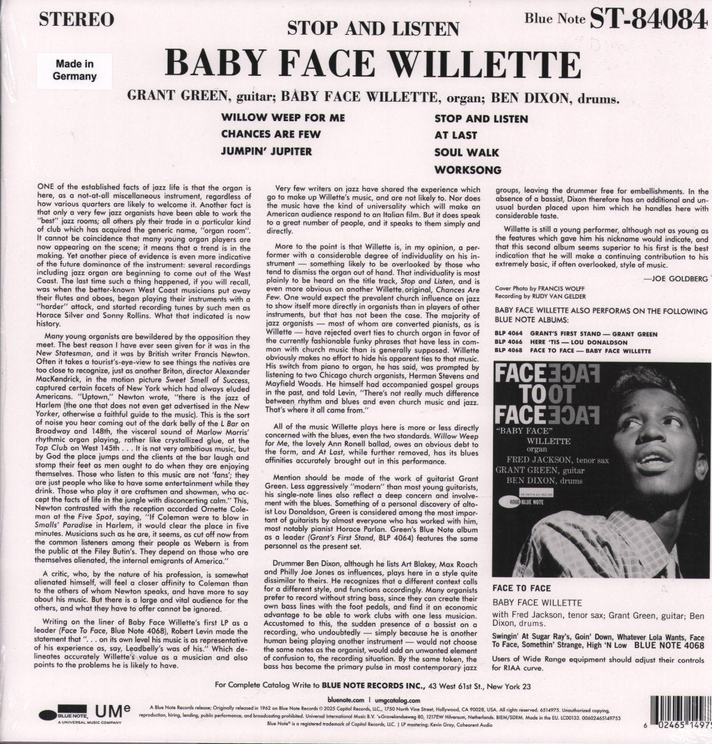 Baby Face Willette - Stop and Listen - Lp