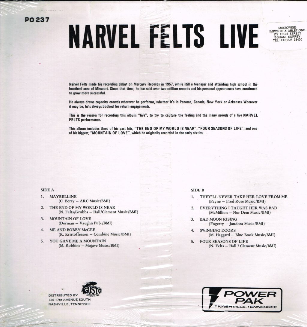 Narvel Felts - Live - Lp