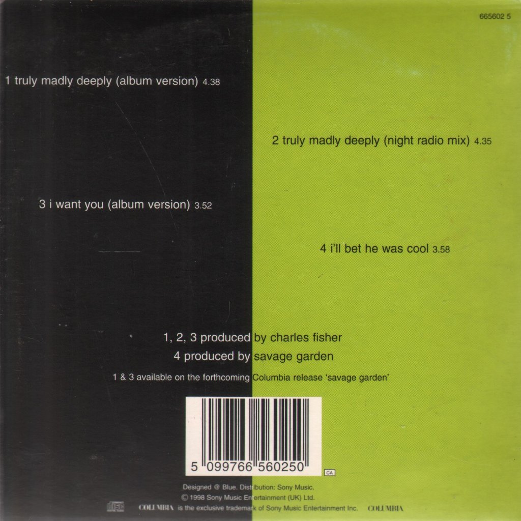Savage Garden - Truly Madly Deeply - Cd