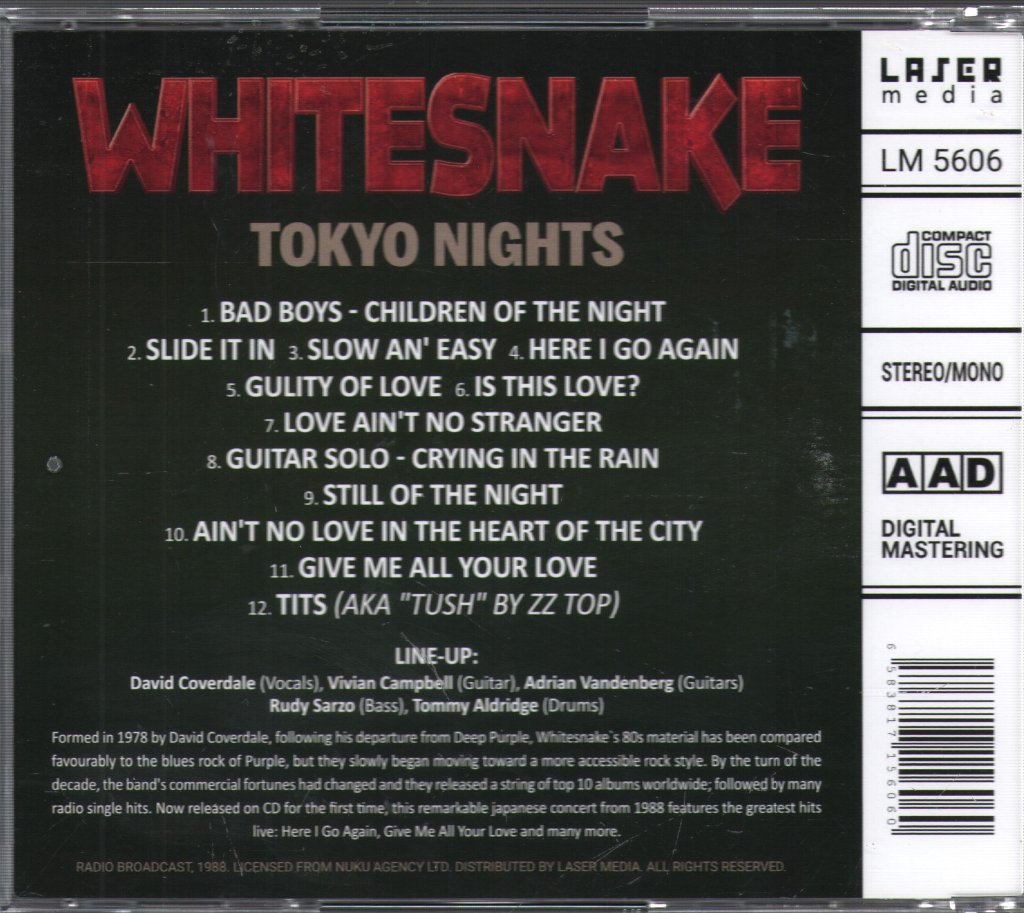 Whitesnake - Tokyo Nights (Radio Broadcast / Japan / 1988) - Cd