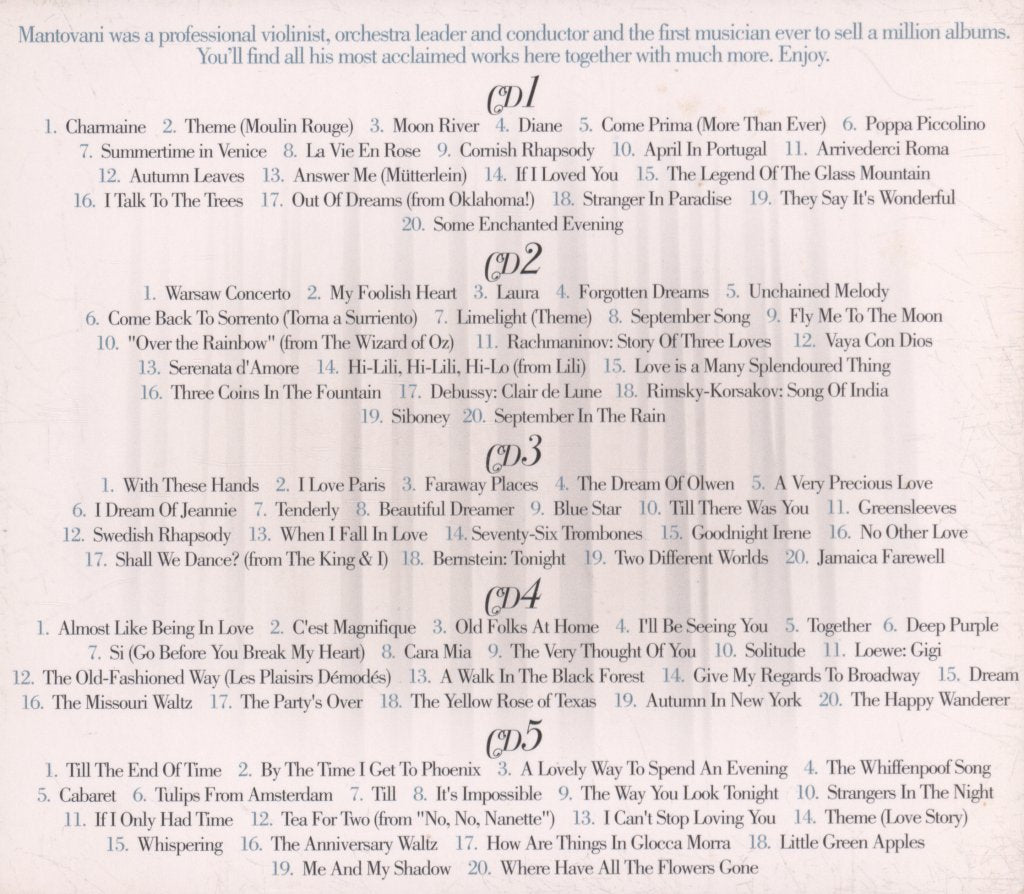 Mantovani - 100 Golden Classics (The Complete Collection) - Cd Set