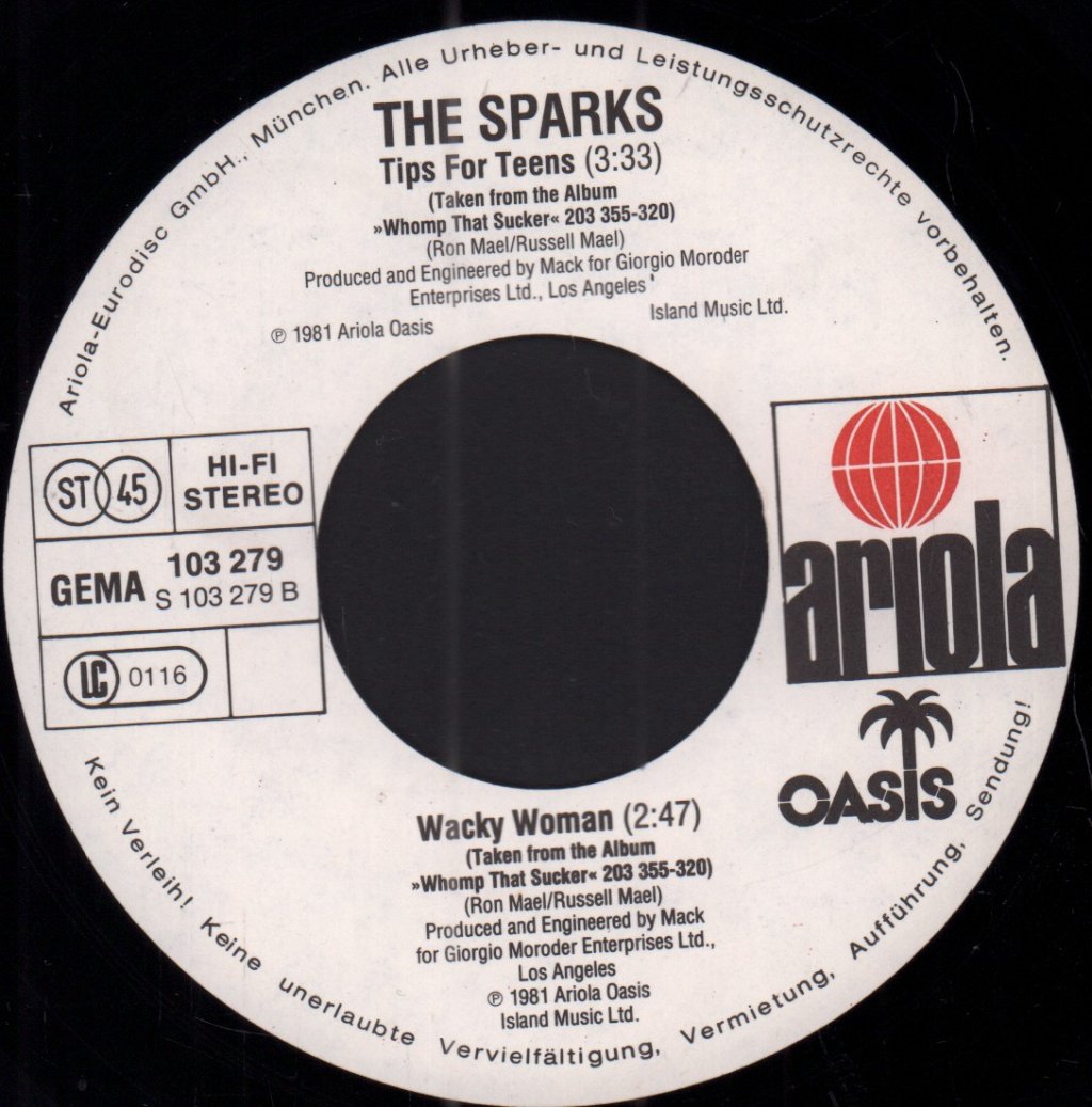 Sparks - Tips For Teens - 7 Inch