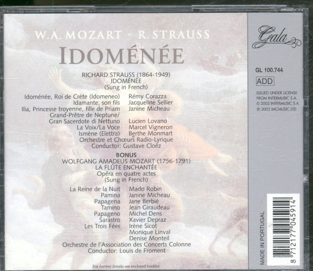 Orchestre De L'Association Des Concerts Colonne, Louis De Froment - Strauss / Mozart - Idomenee / La Flute Enchante - Double Cd