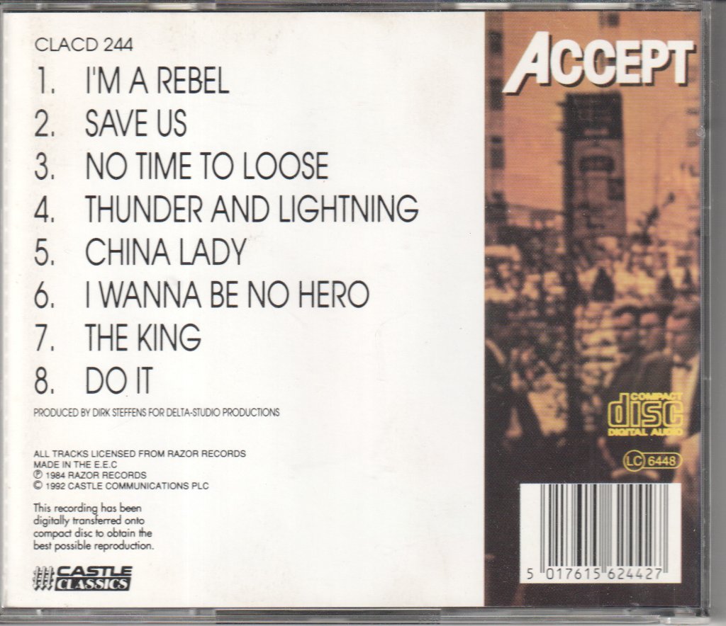 Accept - I'm A Rebel - Cd