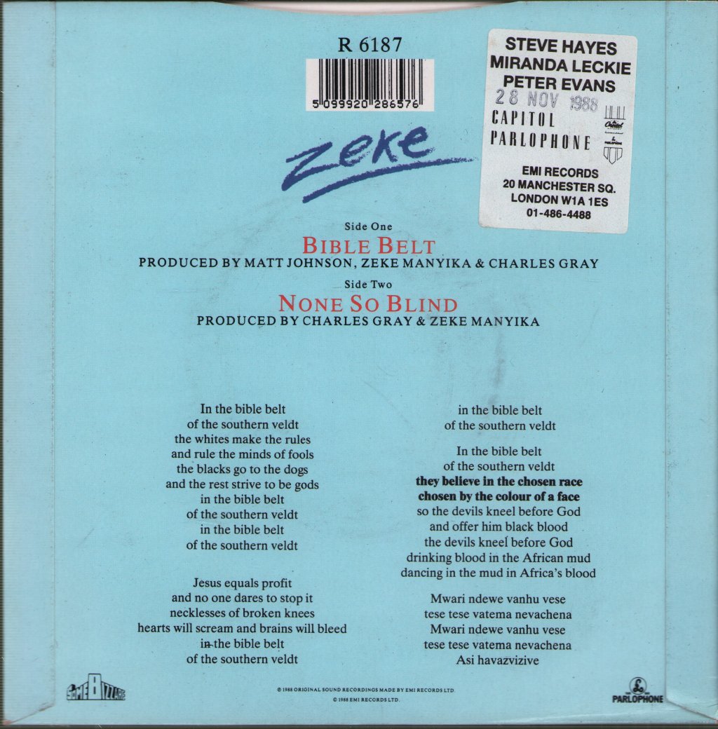 Zeke Manyika - Bible Belt - 7 Inch