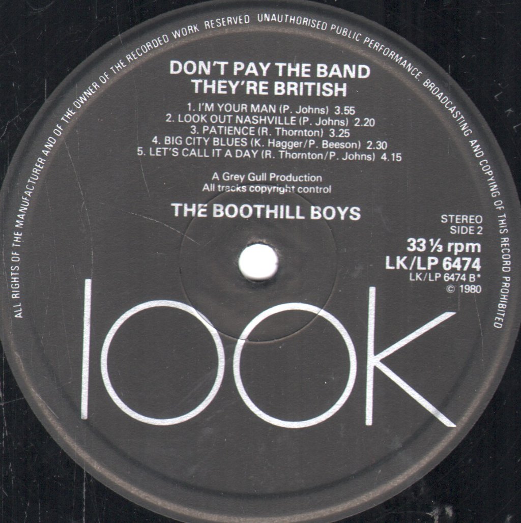 Boothill Boys - Don't Pay The Band - They're British - Lp