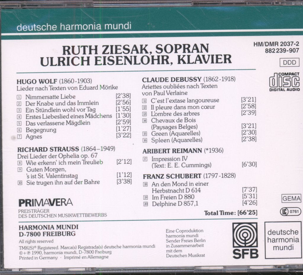 Ruth Ziesak, Ulrich Eisenlohr - Wolf / Strauss / Debussy... - Cd