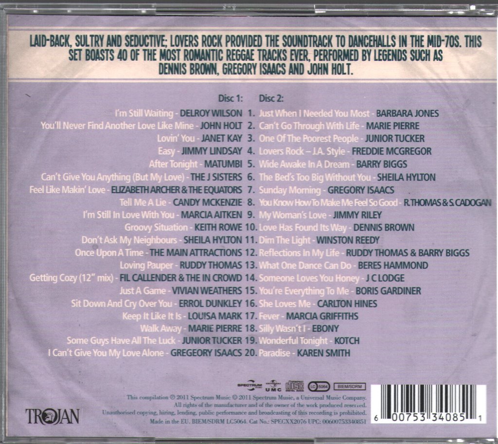 Various Artists - Trojan Presents: Lovers Rock - 40 Romantic Reggae Classics - Double Cd