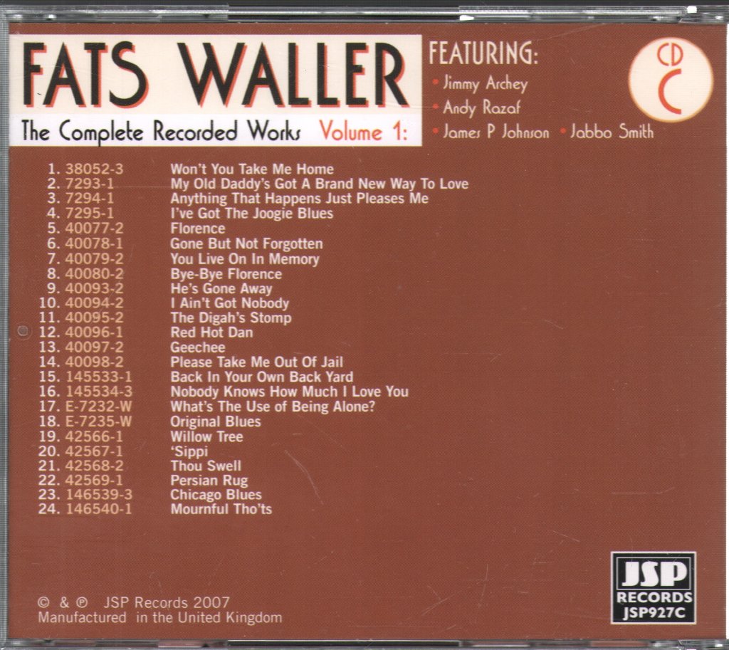 Fats Waller - Complete Recorded Work 1926-1927 - Cd
