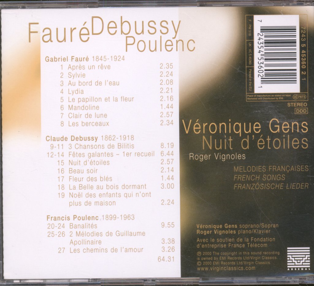 Véronique Gens - Nuit D'Étoiles (Mélodies Françaises) - Cd