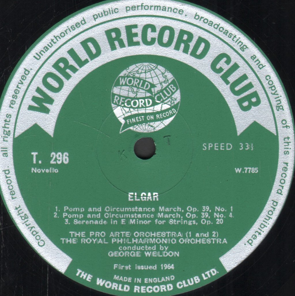George Weldon / Royal Philharmonic / Pro Arte Orchestra - Conducts Elgar - Lp