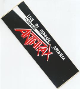 Anthrax (Metal Group) - Rijnhal Arnhem 11/7/89 - Sticker