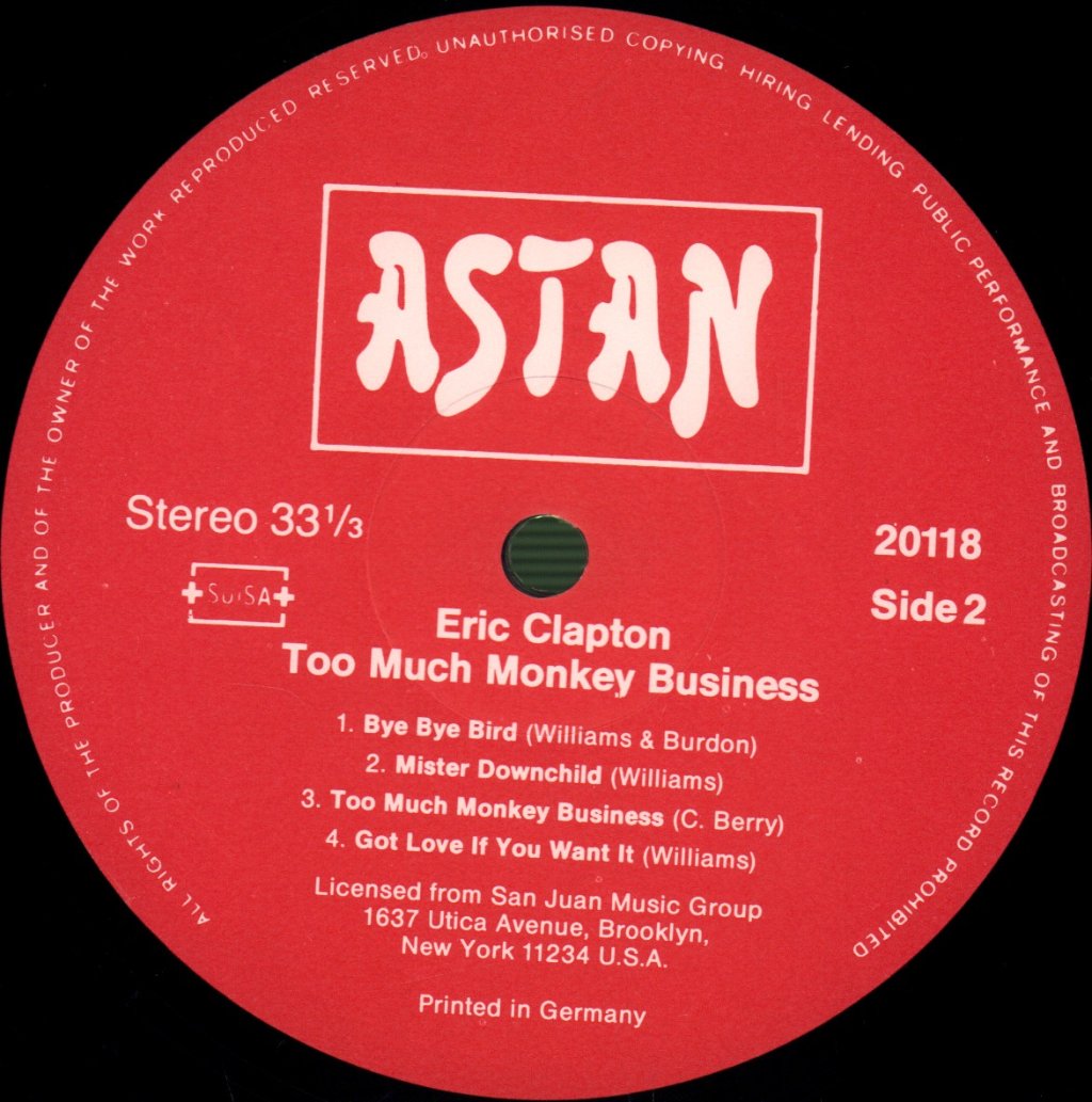 Eric Clapton - Too Much Monkey Business - Lp