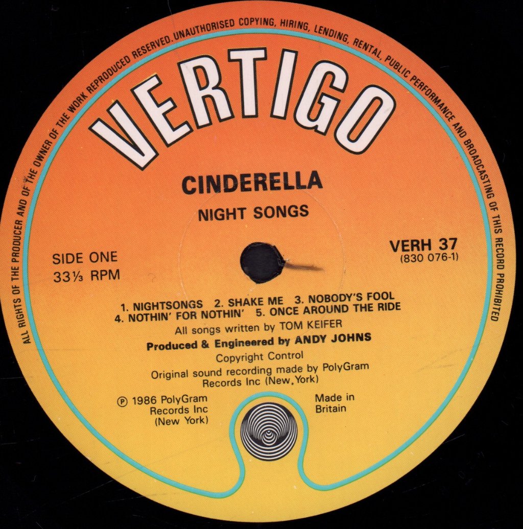 Cinderella - Night Songs - Lp