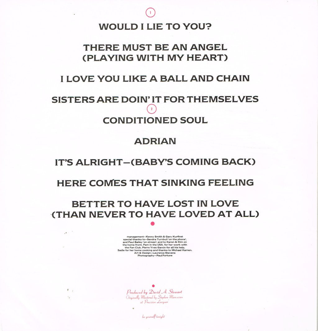Eurythmics - Be Yourself Tonight - Lp