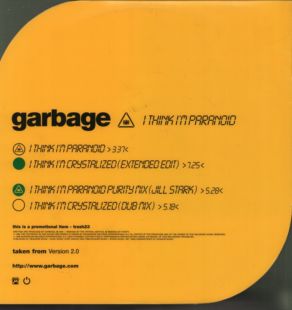 Garbage - I Think I'm Paranoid - Double 12 Inch