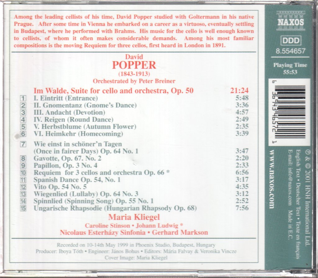Maria Kliegel - David Popper - Romantic Cello Showpieces - Cd